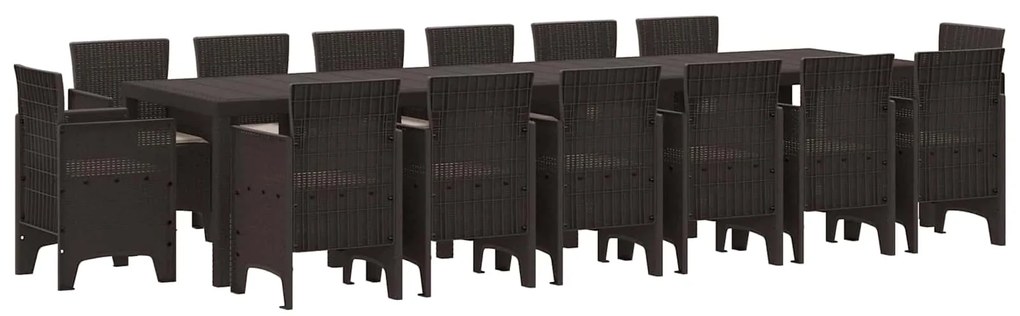 Σέτ φαγητού για κήπο 15 pcs Καφέ Rattan Polt