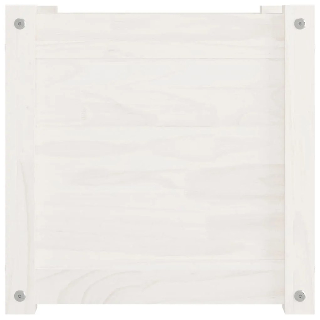 Ζαρντινιέρα Λευκή  40 x 40 x 40 εκ. από Μασίφ Ξύλο Πεύκου - Λευκό