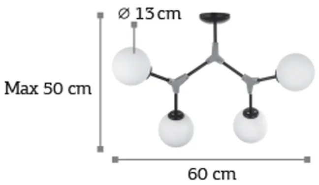 InLight Κρεμαστό φωτιστικό από μαύρο μέταλλο και λευκή οπαλίνα (6167-4-NM)