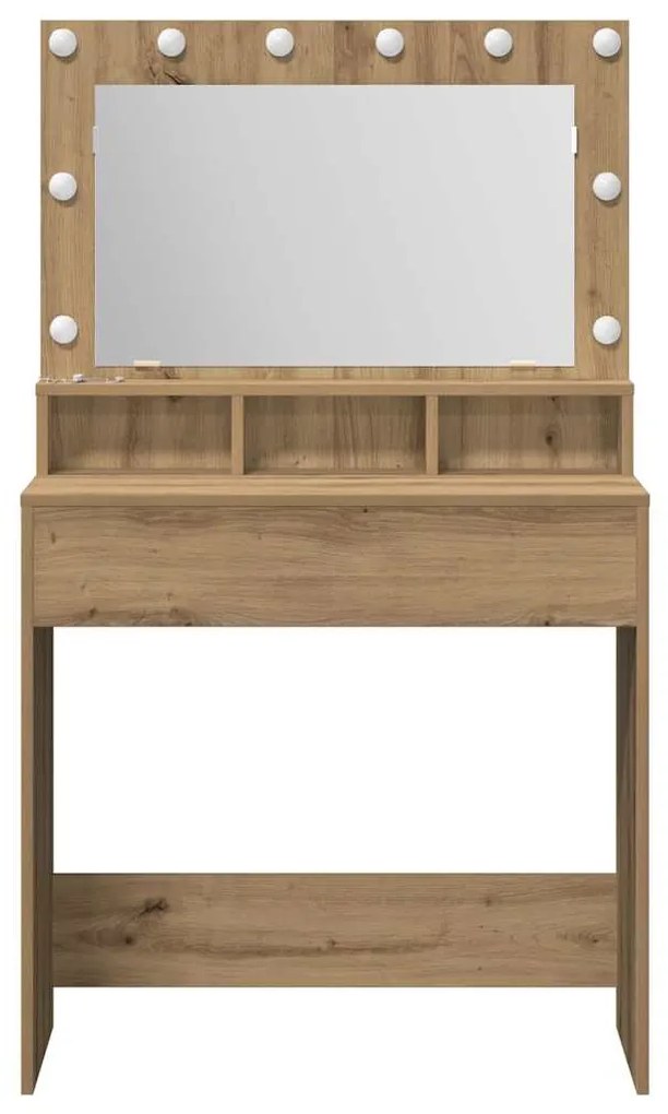 vidaXL Τραπέζι Μακιγιάζ με ράφι artisan δρυς 79 x 41 x 135 cm