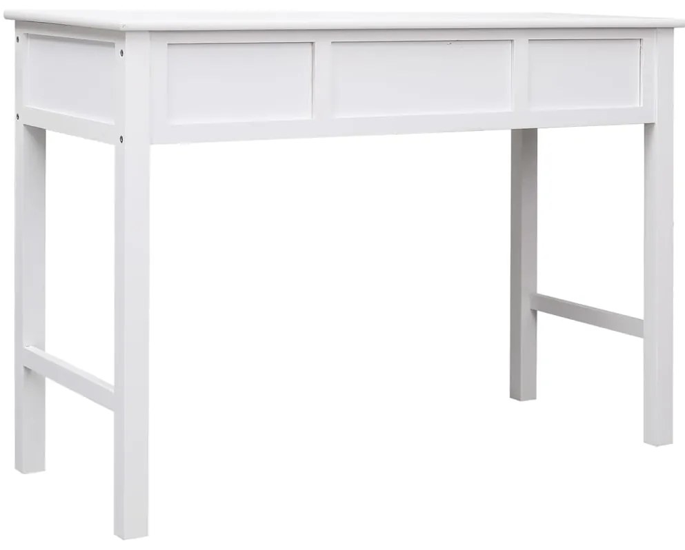 vidaXL Γραφείο Λευκό 108 x 45 x 76 εκ. από Μασίφ Ξύλο Παυλώνιας