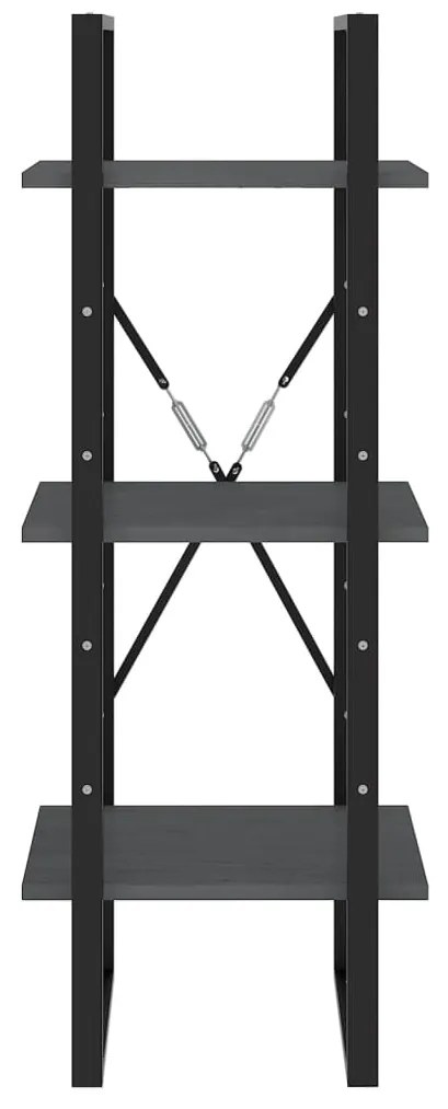 vidaXL Βιβλιοθήκη με 3 Ράφια Γκρι 40x30x105 εκ. από Μασίφ Ξύλο Πεύκου