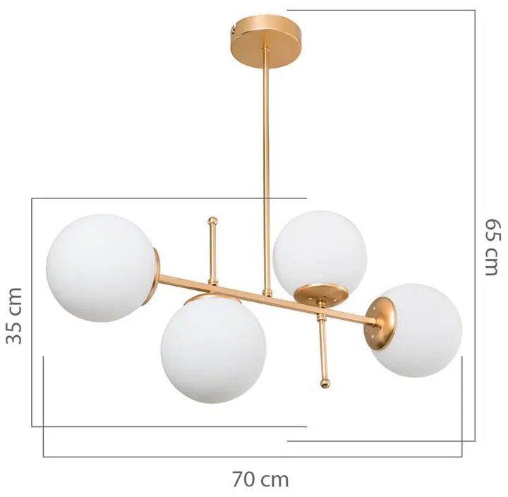 Φωτιστικό οροφής τετράφωτο PWL-1128 Ε27 χρυσό 70x20x65εκ 70x20x35 εκ.