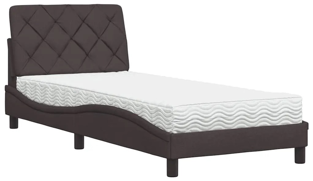 vidaXL Κρεβάτι με Στρώμα Σκούρο Καφέ 90x190 εκ. Υφασμάτινο