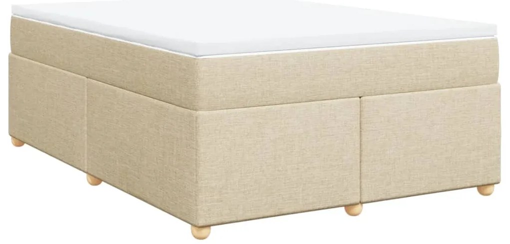 Κρεβάτι Boxspring με Στρώμα Κρεμ 140x190 εκ. Υφασμάτινο - Κρεμ