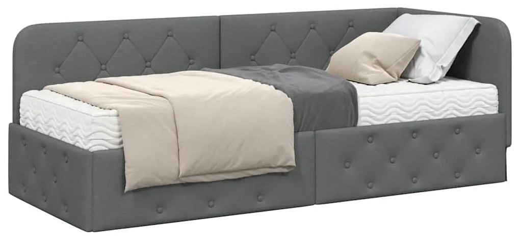 vidaXL Κρεβάτι Γωνίας με στρώμα Σκούρο Γκρι 80 x 200 cm ύφασμα