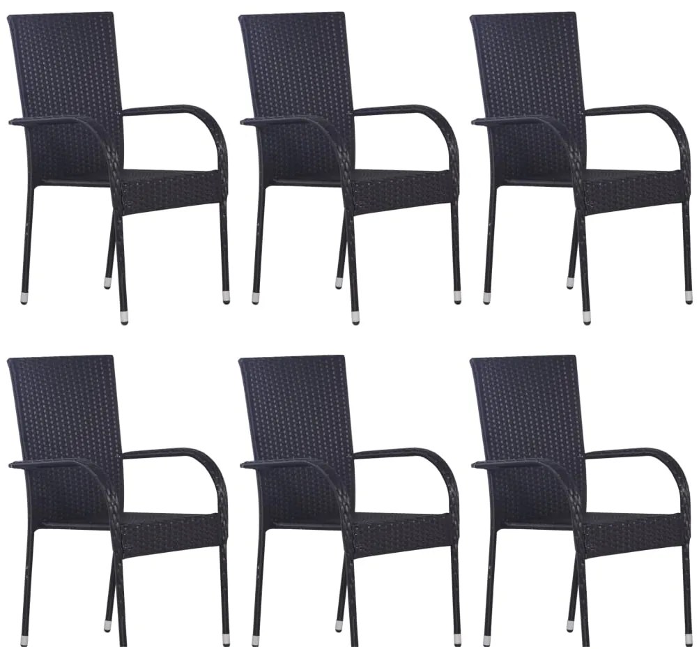 vidaXL Σετ Τραπεζαρίας Κήπου 7 Τεμαχίων Μαύρο