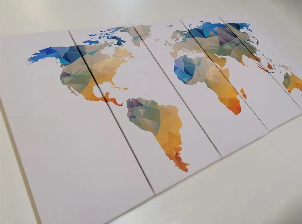 Πολυγωνικός παγκόσμιος χάρτης εικόνας 5 μερών - 100x50