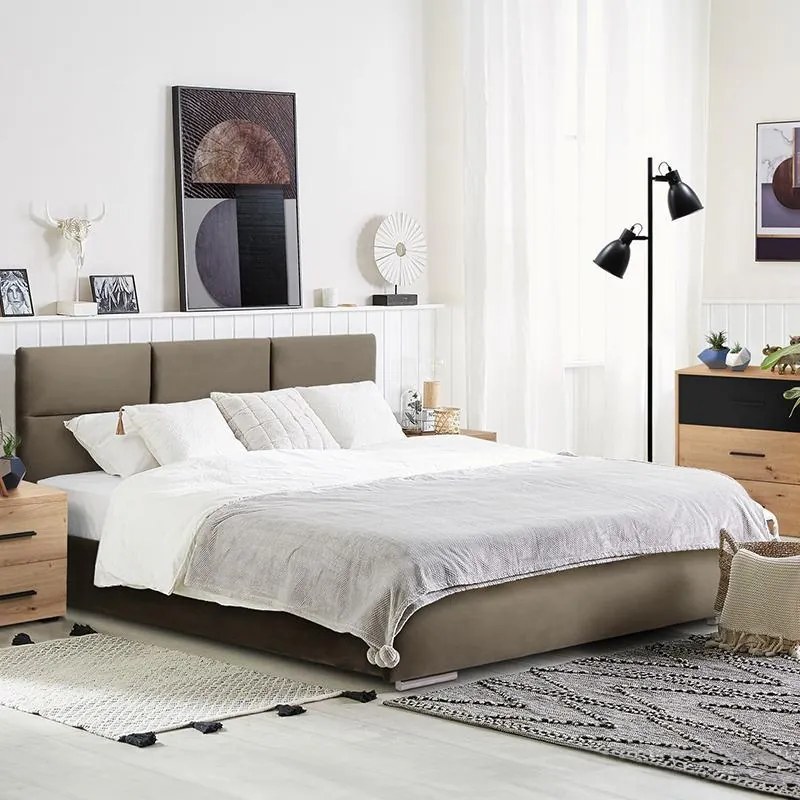 Επενδυμένο Κρεβάτι Berlin Fylliana Μπέζ Διπλό 160x200 εκ. 175x214x115 εκ.