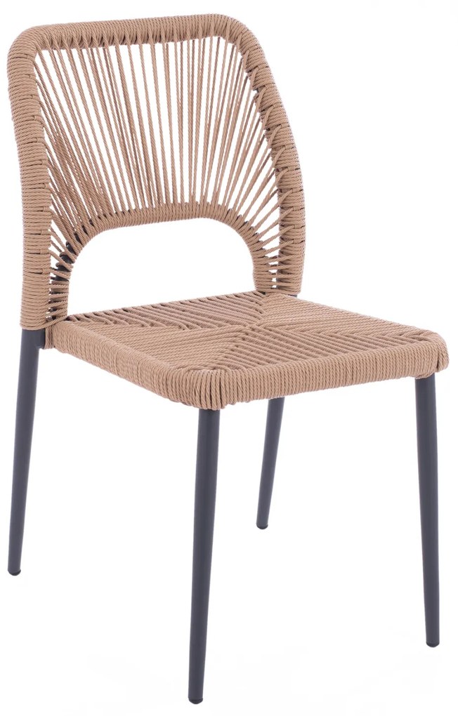 ΚΑΡΕΚΛΑ ΑΛΟΥΜΙΝΙΟΥ ΓΚΡΙ ΜΕ P.E.TWIST RATTAN ΜΠΕΖ HM5770.02 45x63x82Υ εκ.