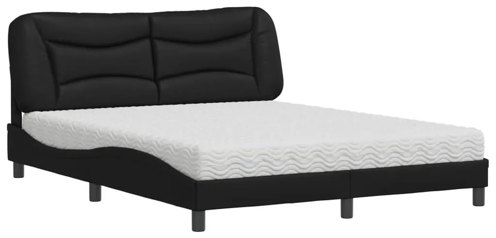 vidaXL Κρεβάτι με Στρώμα Μαύρο 160x200εκ.από Συνθετικό Δέρμα