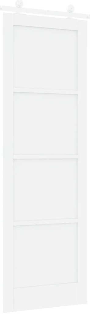 vidaXL Συρόμενη Πόρτα με Σετ Υλικών Λευκή 78x232 εκ. Σφιχτό Ξύλο Πεύκο