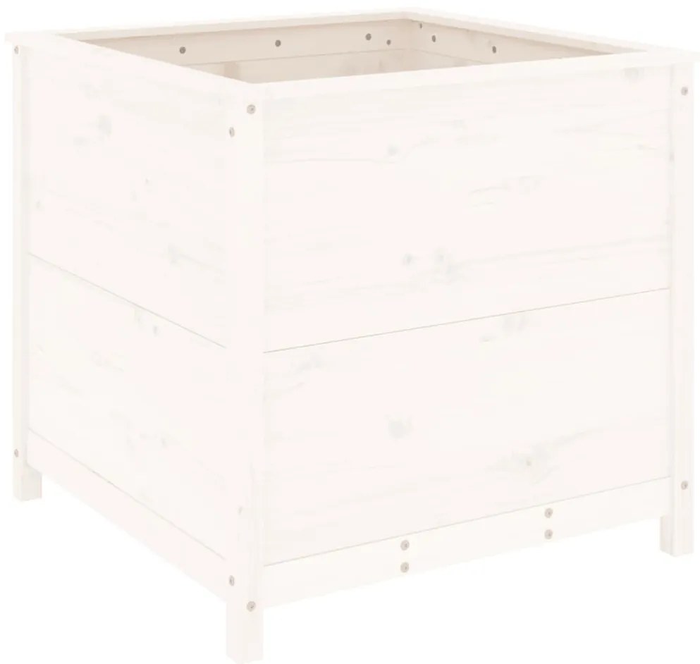 vidaXL Ζαρντινιέρα Λευκή 82,5 x 82,5 x 78 εκ. από Μασίφ Ξύλο Πεύκου