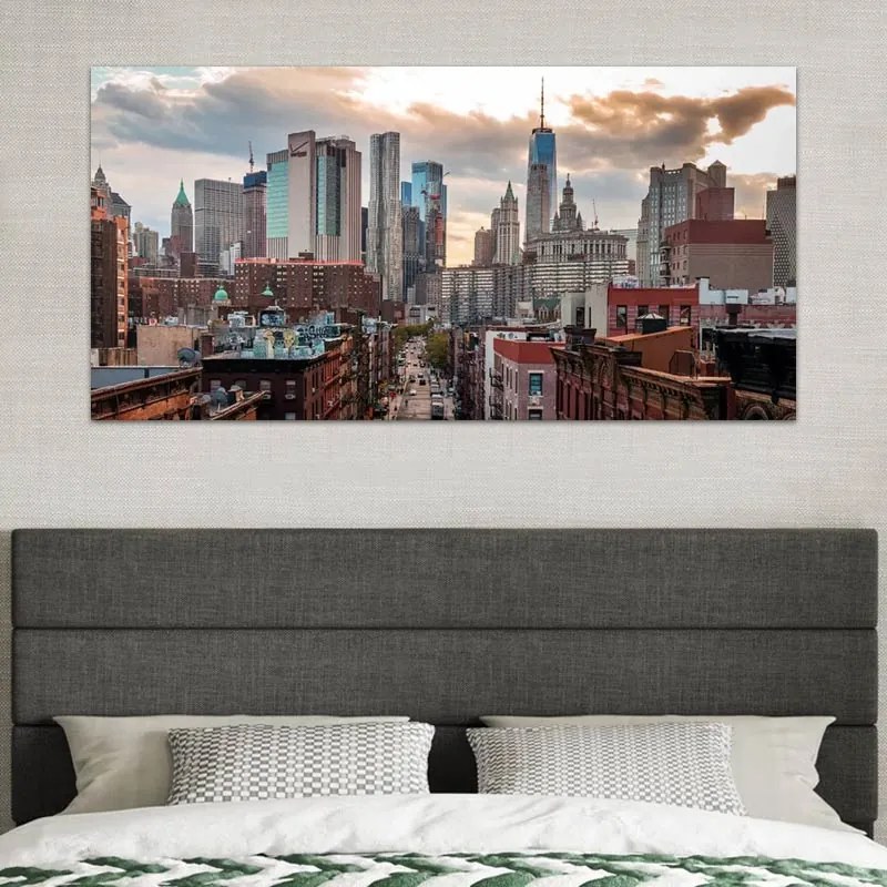 Πίνακας σε καμβά New York Manhattan Megapap ψηφιακής εκτύπωσης 140x70x3εκ. - GP033-0125