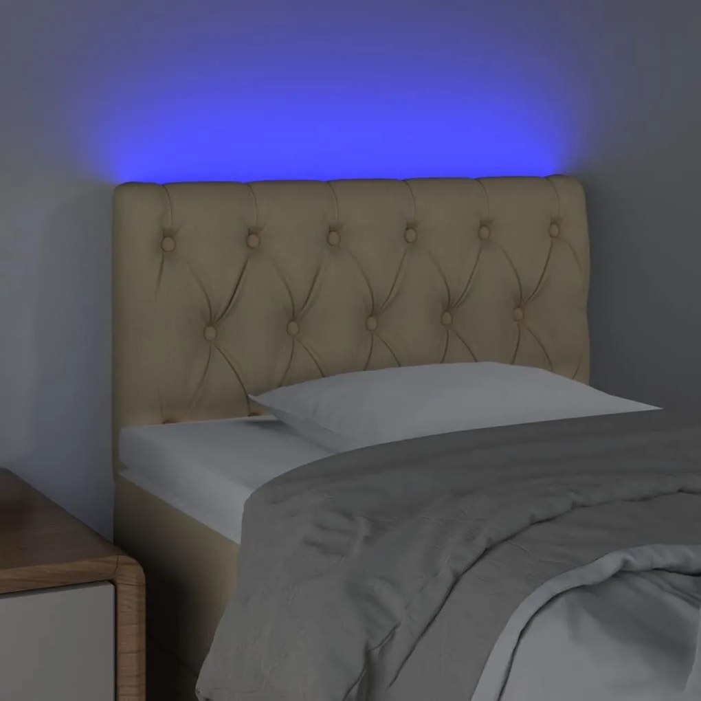 Κεφαλάρι Κρεβατιού LED Κρεμ 80x7x78/88 εκ. Υφασμάτινο - Κρεμ