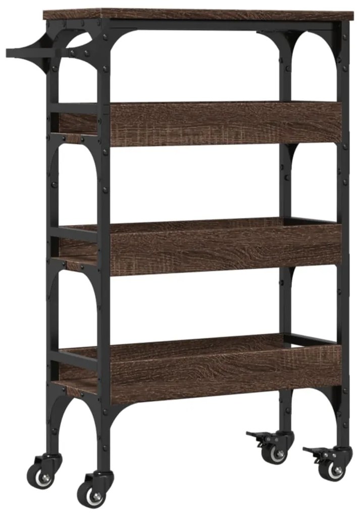 vidaXL Τρόλεϊ Κουζίνας Καφέ Δρυς 53x20x76 εκ. από Επεξεργασμένο Ξύλο