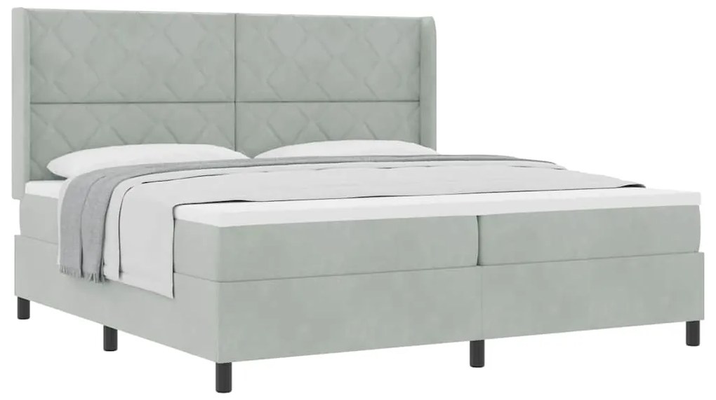 vidaXL Κρεβάτι με ελατήρια Ανοιχτό γκρι 200 x 200 cm Βελούδο