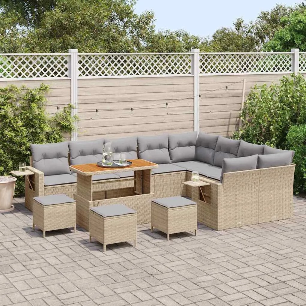 vidaXL Σετ Καναπέ Κήπου 13 pcs Μπεζ συνθετικό ρατάν