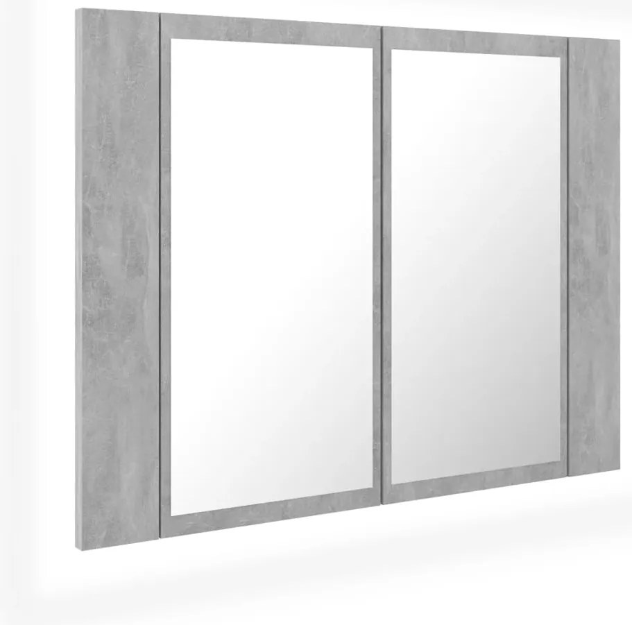 vidaXL Ντουλάπι Μπάνιου με Καθρέφτη και LED Γκρι Σκυροδέμ. Ακρυλικός