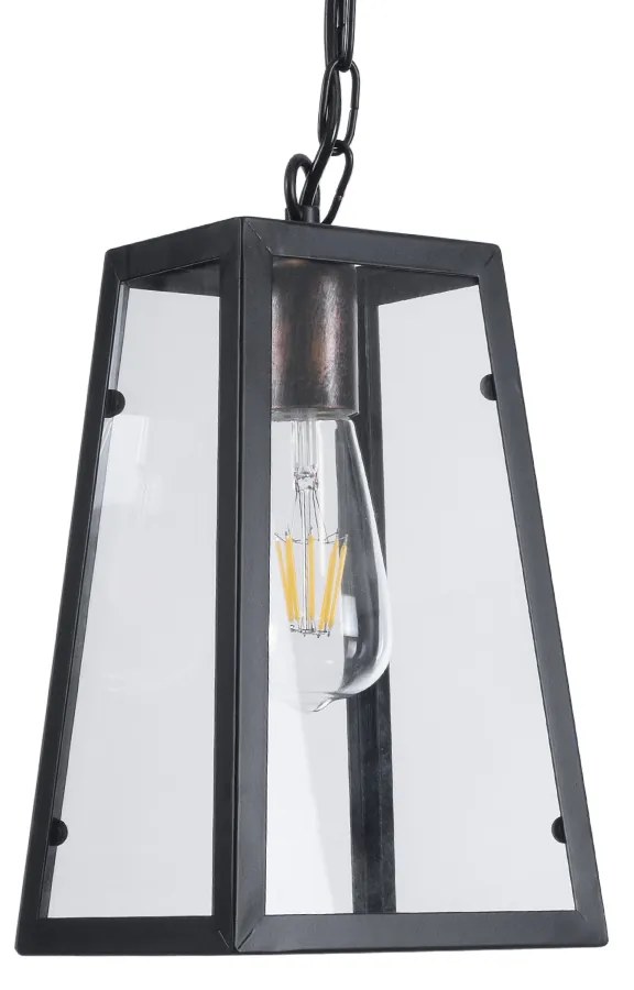 GloboStar® LIMA 01040 Vintage Industrial Κρεμαστό Φωτιστικό Οροφής Μονόφωτο Μαύρο Μεταλλικό Μ17 x Π14 x Υ26cm