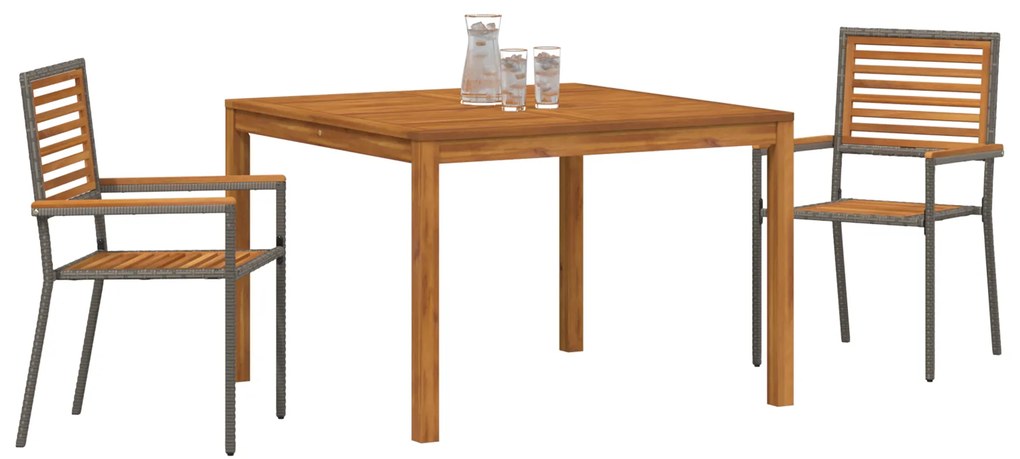 vidaXL Σετ Τραπεζαρίας Κήπου 3 pcs Γκρι 110 x 110 x 75 cm