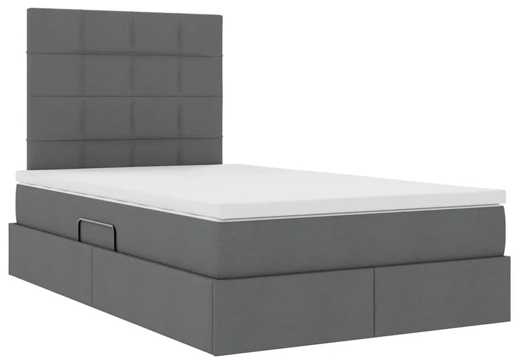 vidaXL Κρεβάτι με αποθηκευτικό χώρο και LED Σκούρο Γκρι 120 x 200 cm