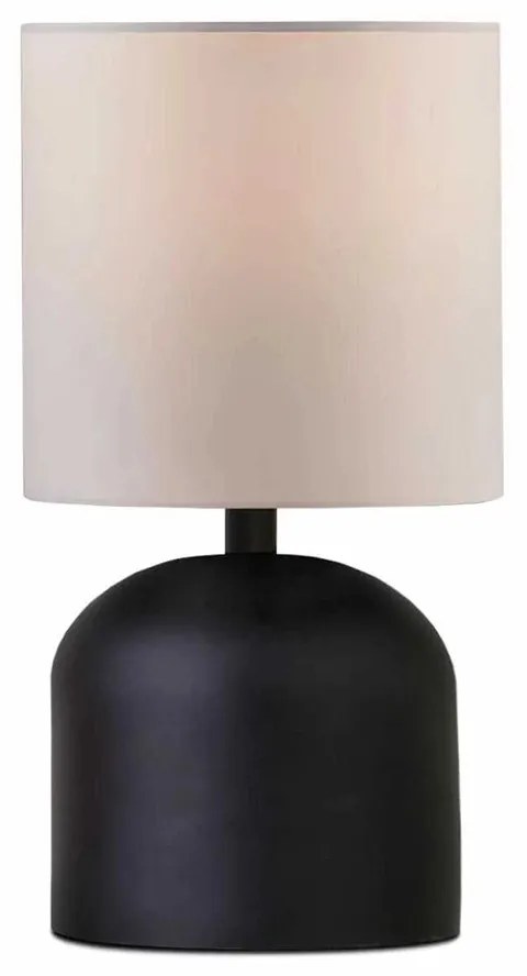 GloboStar® LOREN 204-0138 Μοντέρνο Eπιτραπέζιο Φωτιστικό Μονόφωτο 1 x E27 IP20 Μαύρο Μέταλλο με Μπεζ Ύφασμα - Μ15 x Π15 x Υ31cm