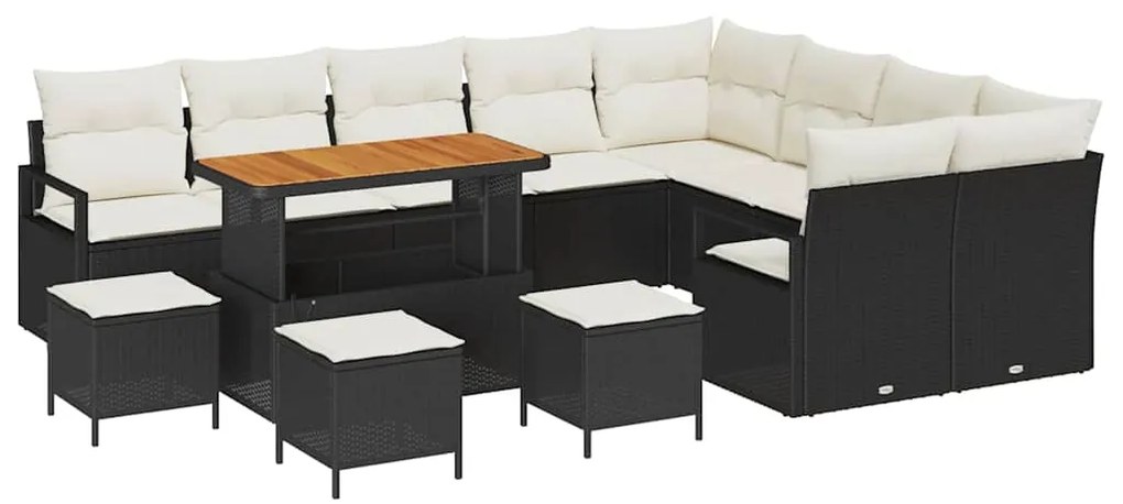 vidaXL Σετ Καναπέ Κήπου με μαξιλάρι 13 pcs Μαύρο Πολυ ράταν