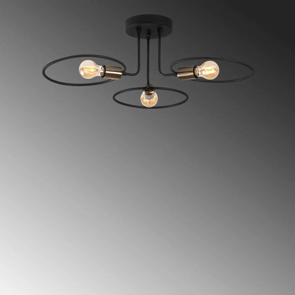 Φωτιστικό Οροφής Τρίφωτο A-G Circle 584TTM1294 Black