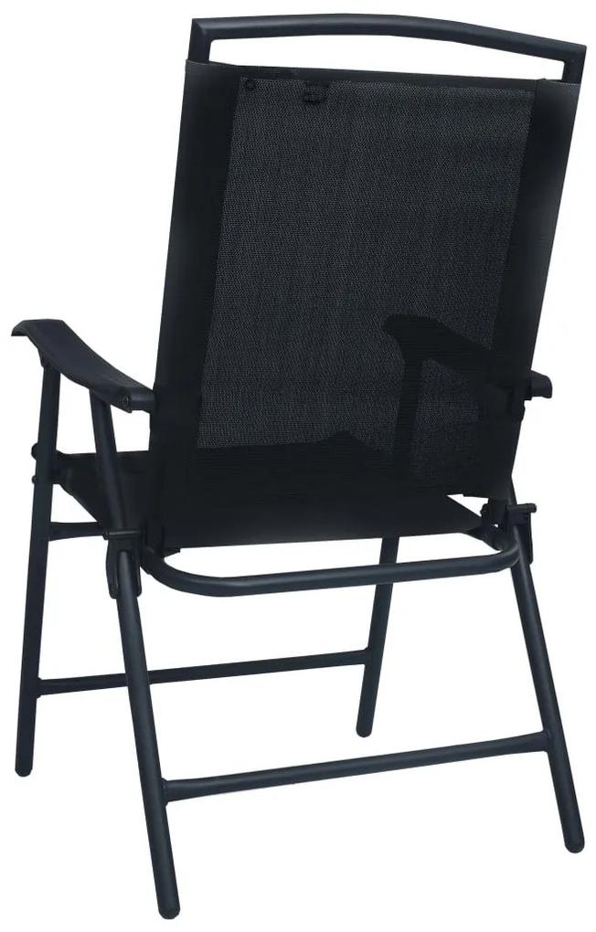 Καρέκλες Κήπου Πτυσσόμενες 2 τεμ. Μαύρες από Textilene - Μαύρο