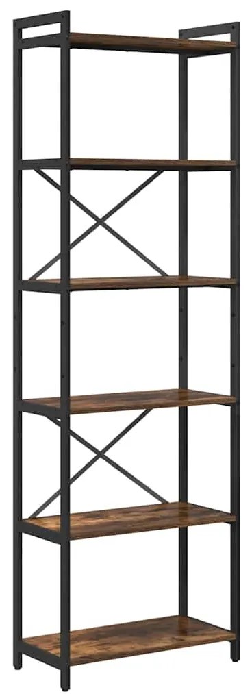 vidaXL Βιβλιοθήκη Καπνιστή δρυς 60 x 30 x 188 εκ Επεξεργασμένο ξύλο