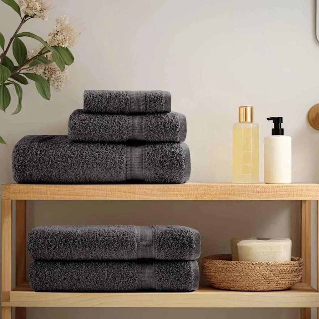 vidaXL Πετσέτες Προσώπου SOLUND 4 pcs Ανθρακί Βαμβάκι