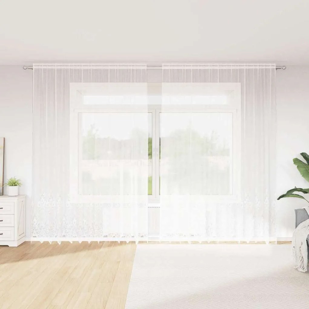 vidaXL Κουρτίνες με κουρτίνες Λευκό 300 x 280 εκ. Πολυεστέρας
