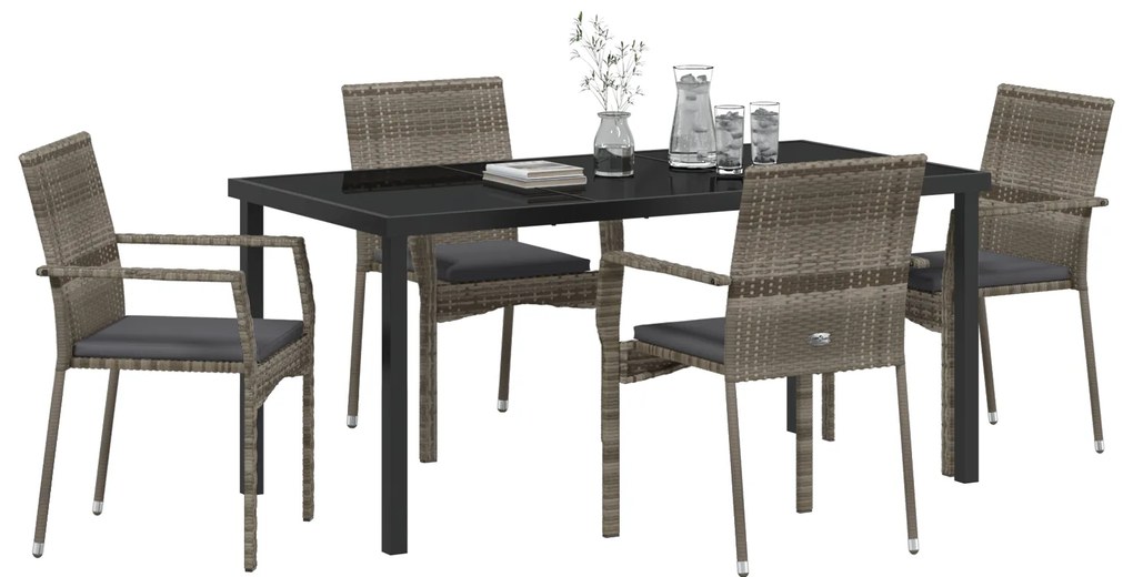 vidaXL Σετ Καρεκλών Κήπου Σαράντα 5 pcs Γκρι 160 x 80 x 73 εκ