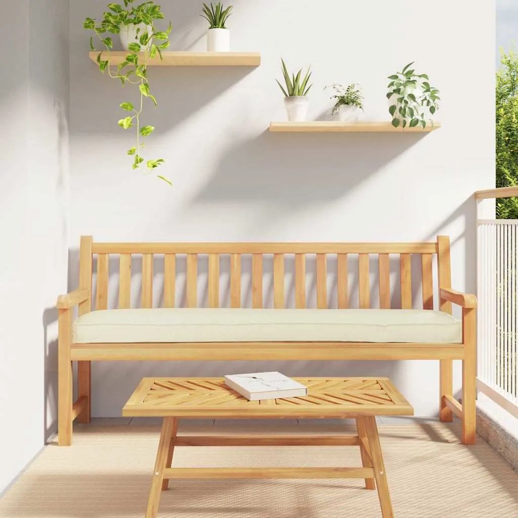 vidaXL Μαξιλάρια Πάγκου 2 Τεμαχίων Κρεμ 200x40x8 εκ σε ύφασμα Oxford