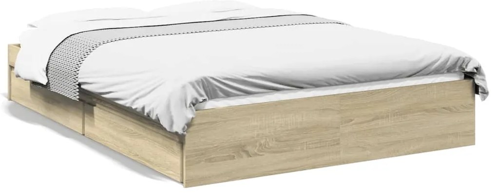 vidaXL Πλαίσιο Κρεβατιού με συρτάρια Sonoma Δρυς 140x190εκ. Επεξ. Ξύλο