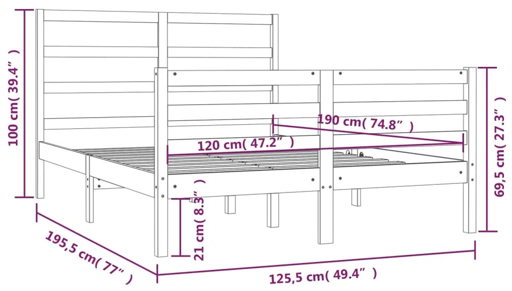 ΠΛΑΙΣΙΟ ΚΡΕΒΑΤΙΟΥ 120X190 ΕΚ ΜΑΣΙΦ ΞΥΛΟ ΠΕΥΚΟΥ 4FT SMALL DOUBLE 3104976