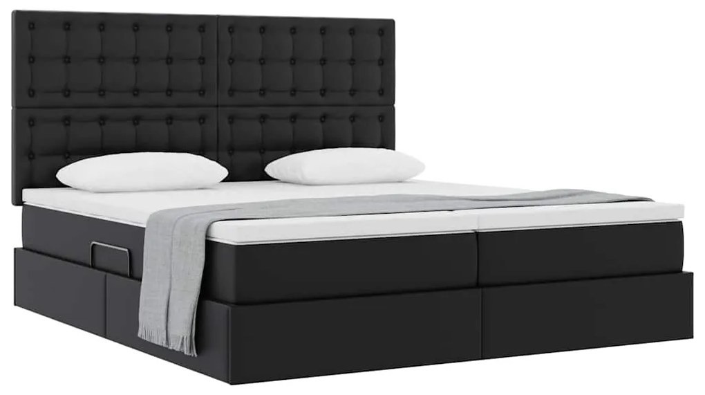 vidaXL Κρεβάτι με αποθηκευτικό χώρο και στρώμα Μαύρο 200 x 200 cm