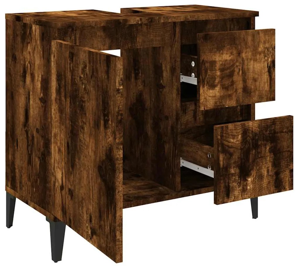 vidaXL Ντουλάπι Μπάνιου Καπνιστή Δρυς 65x33x60 εκ. Επεξεργασμένο Ξύλο