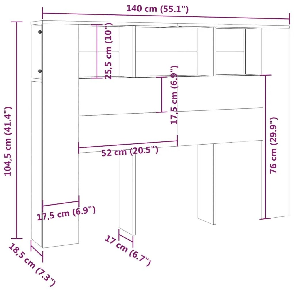 Κεφαλάρι Με Αποθηκευτικό Χώρο Λευκό 140 x 18,5 x 104,5 εκ. - Λευκό