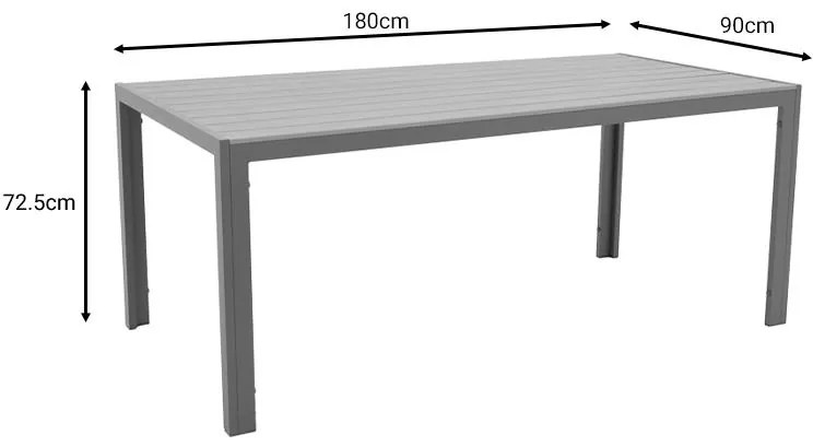 Τραπέζι Nares αλουμίνιο ανθρακί-plywood φυσικό 180x90x72.5εκ 180x90x72.5 εκ.