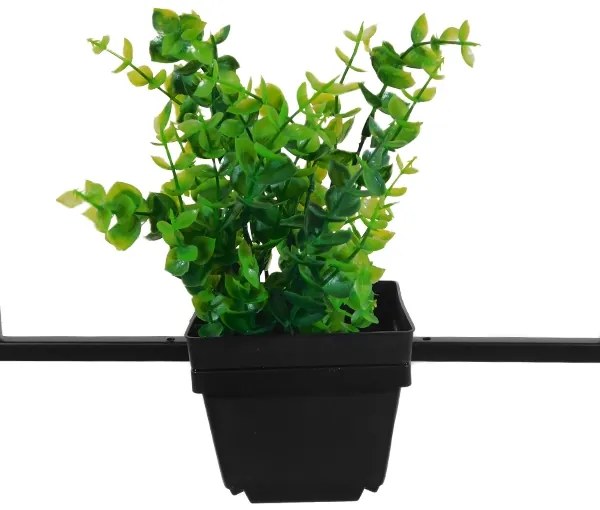 GloboStar FLOWERPOT 10001211 Μοντέρνο Κρεμαστό Φωτιστικό Οροφής Μονόφωτο 1 x E27 Μαύρο Μεταλλικό με Διακοσμητικό Φυτό Φ30 x Y30cm - 10001211