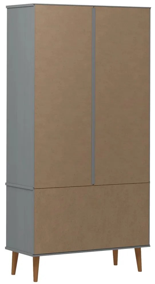 vidaXL Βιτρίνα MOLDE Γκρι 90 x 35 x 175 εκ. από Μασίφ Ξύλο Πεύκου