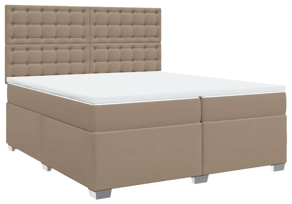 vidaXL Κρεβάτι Boxspring με Στρώμα Καπουτσίνο 200x200εκ.από Συνθ.Δέρμα