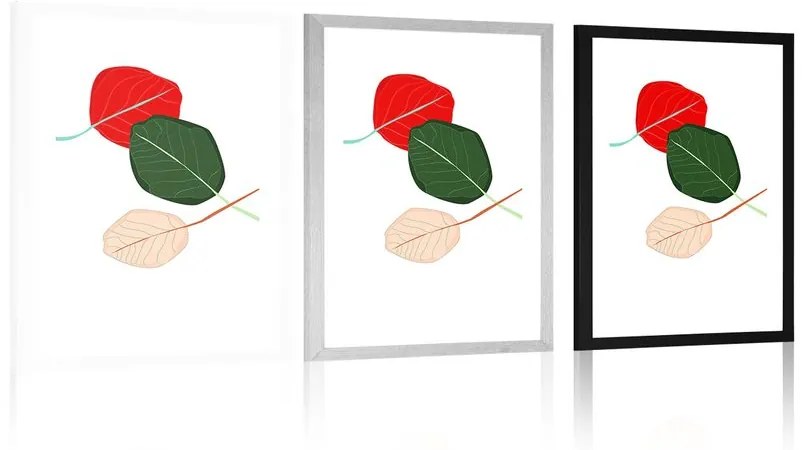 Αφίσα με πασπαρτού Φύλλα γεμάτα χρώματα - 60x90 white