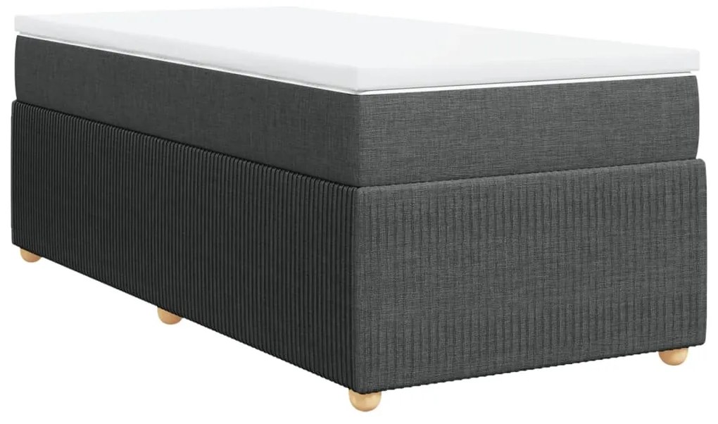 vidaXL Κρεβάτι Boxspring με Στρώμα Σκούρο Γκρι 90x200 εκ. Υφασμάτινο