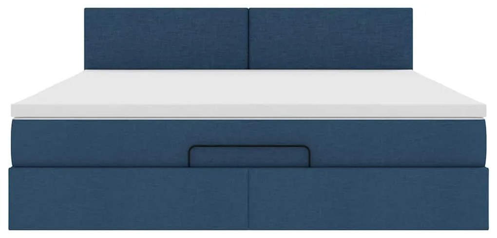 vidaXL Οθωμανικό κρεβάτι με στρώμα μπλε 160x200cm ύφασμα