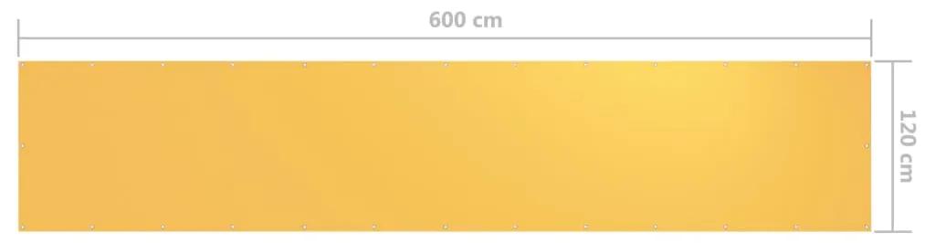 vidaXL Διαχωριστικό Βεράντας Κίτρινο 120 x 600 εκ. Ύφασμα Oxford