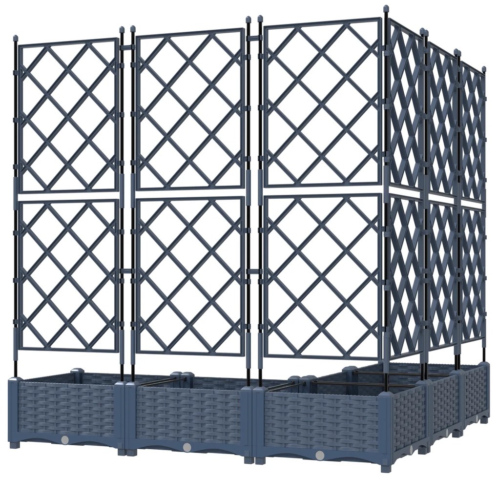 vidaXL Γλάστα Κήπου με Πλέγμα 5 τμχ Γκρι 120x120x125.5 εκ