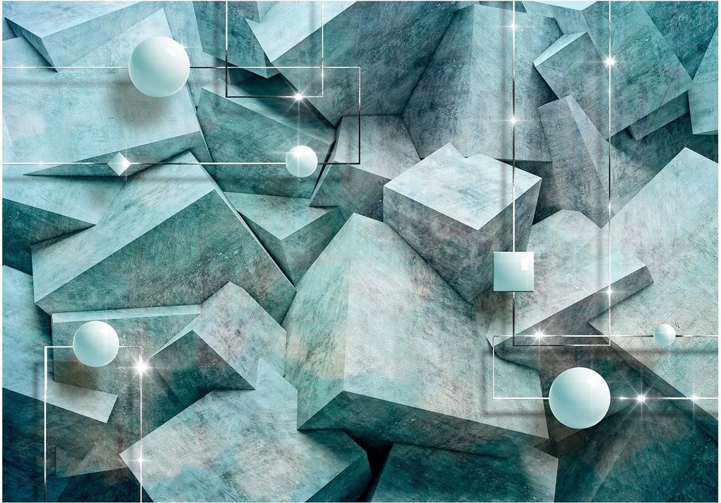 Αυτοκόλλητη φωτοταπετσαρία - Concrete Cubes (Green) - 343x245